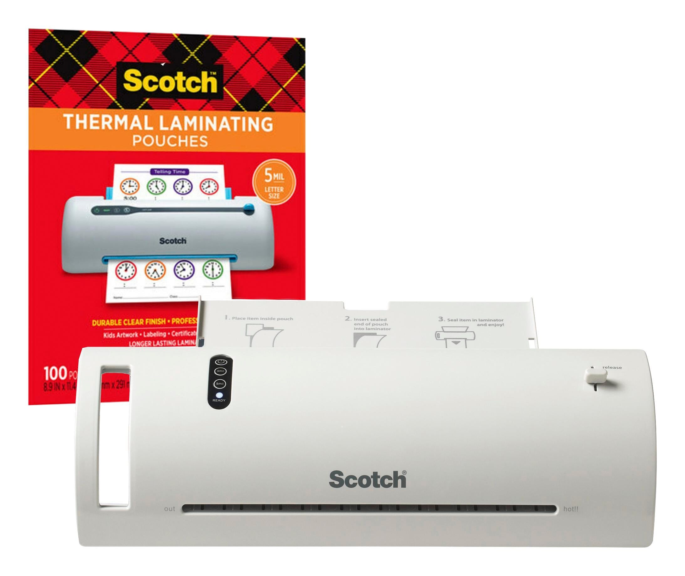 Scotch Thermal Laminator Value Pack with Laminator and 20 Letter Size  Pouches